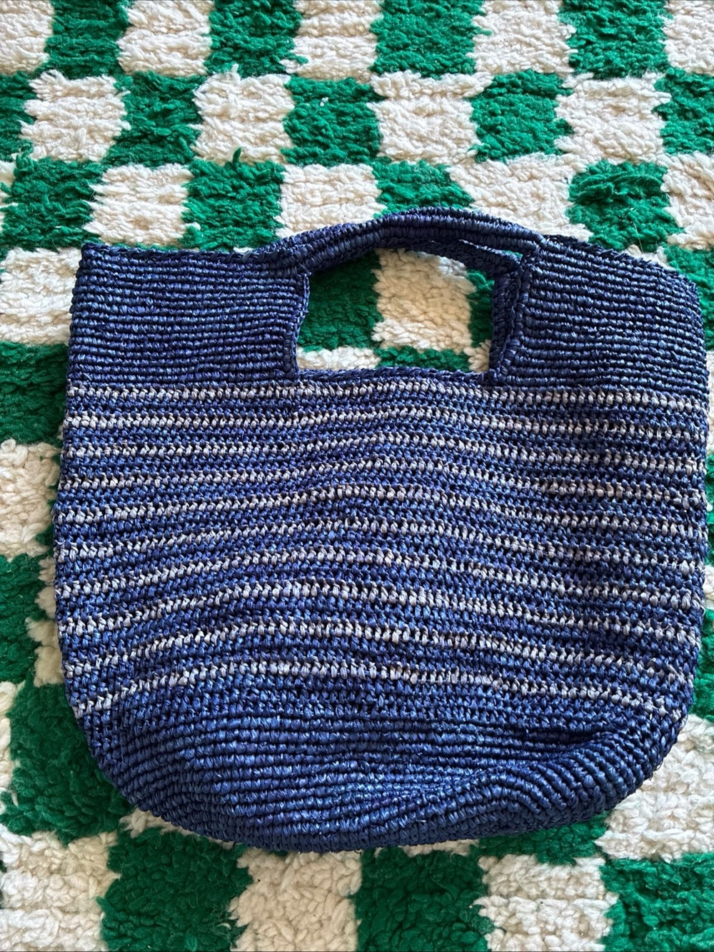 Vineyard Vines Blue Raffia Straw Beach Tote Bag